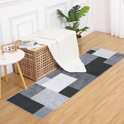 Washable Modern Geometric Rug Non Slip Low Pile Rug Soft Throw Floor Cover Foldable Indoor Carpet for Living Room Bedroom Playroom Nursery