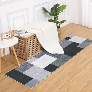 Washable Modern Geometric Rug Non Slip Low Pile Rug Soft Throw Floor Cover Foldable Indoor Carpet for Living Room Bedroom Playroom Nursery - 1 of 4