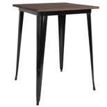 Flash Furniture 31.5" Square Metal Indoor Bar Height Table with Rustic Wood Top