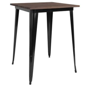 Emma and Oliver 31.5" Square Wood/Metal Indoor Bar Height Table