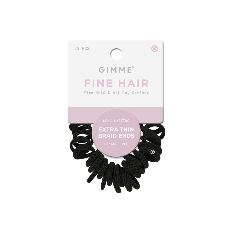Gimme Beauty X-Fine Mini Hair Tie Bands - Black - 25ct, 1 of 9