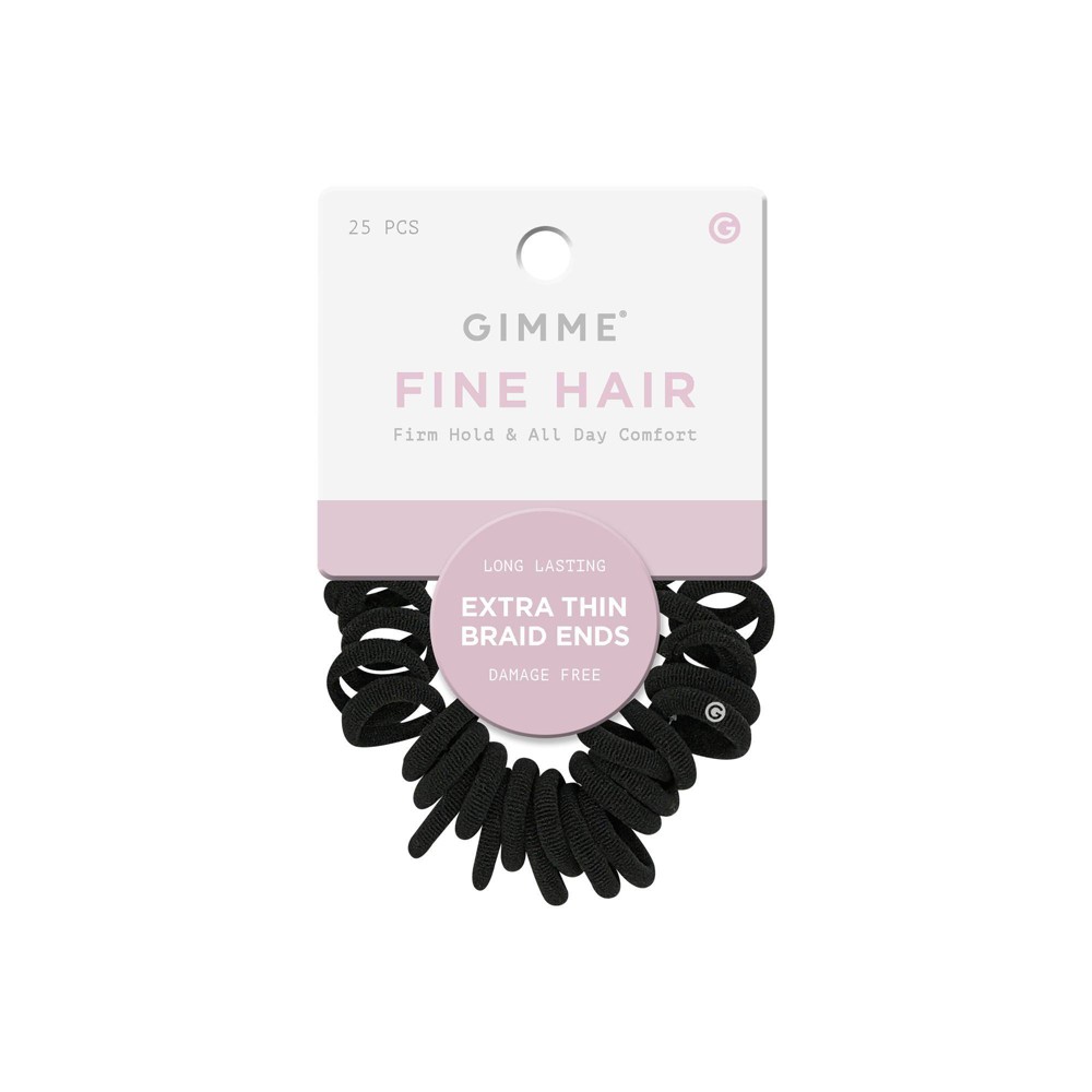 Photos - Hair Styling Product Gimme Beauty X-Fine Mini Hair Tie Bands - Black - 25ct