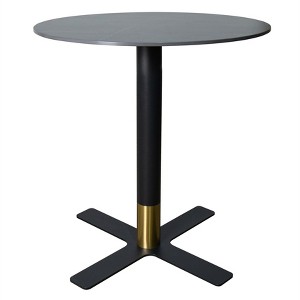 Round Dining Table with Sintered Stone Top and X-Shaped Stainless Steel Pedestal Base – Seats 2–3 People, Kitchen & Dining Room Table for Cafes - 1 of 4