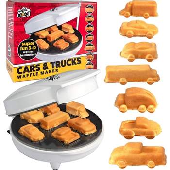 Car Mini Waffle Maker - Make 7 Fun  Different Race Cars  Trucks  and Automobile Vehicle Shaped Pancakes - Electric Non-Stick Pan Cake Kid's Waffler