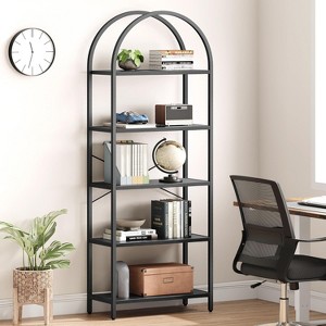 5-Tier Open Arched Bookshelf, Modern Bookcase Storage Shelves with Metal Frame, Freestanding Display Rack for Bedroom Living Room Home Office - 1 of 4
