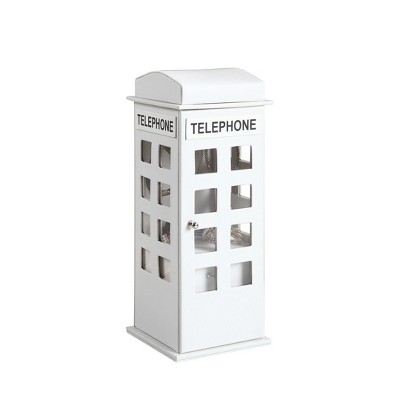 11.5" Tall Leather Jewelry Box, British Telephone Design, White