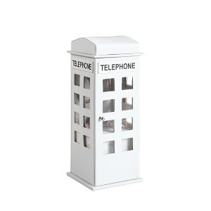 11.5" Tall Leather Jewelry Box, British Telephone Design, White - 1 of 1