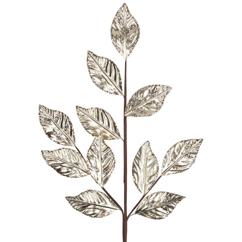Northlight 25.5" Glittered Champagne Gold Leaves Christmas Spray, 3 of 5