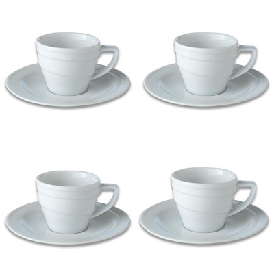 Nambe Skye Espresso Shot Cups with Saucer, Mini Coffee Mugs for Caffe  Mocha, Cappuccino, Milk or Mochaccino, Set of 4,2-Ounce