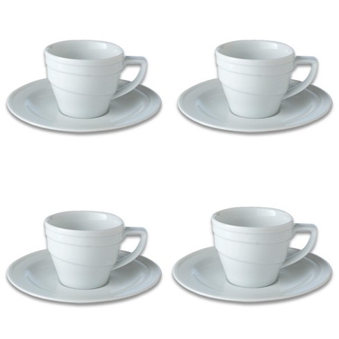 Espresso Cups with Saucers Set of 4 - 3oz - Assorted Neutrals