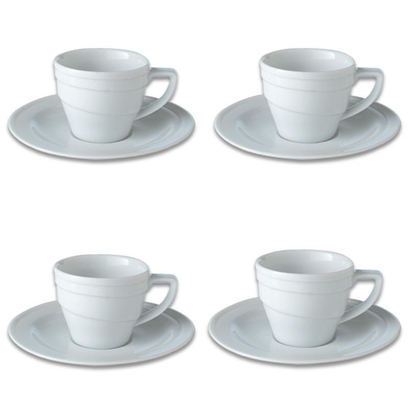 BergHOFF Essentials Porcelain Espresso Cups and Saucers Set, White, 1 of 6