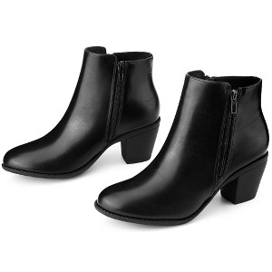 BLISSFUL STEP Women's Mid-height Heels Zipper Dressy Ankle Chelsea Booties - 1 of 4