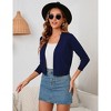 Clearlove Women's 3/4 Sleeve Open Front Cropped Cardigan Sweater Lightweight Knit Short Shrugs - 4 of 4