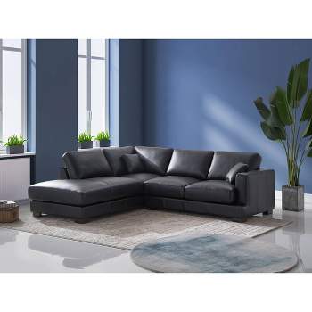 63" Geralyn Sectional Sofas Black Leather - Acme Furniture
