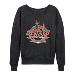 Women's - Pokémon - Deoxys Racing Lightweight French Terry Wide Neck Long Sleeve Graphic Shirt - 1 of 4
