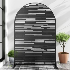 PexFix 72 in. x 47 in. Arched Outdoor Metal Privacy Screen Garden Fence Black - 1 of 4