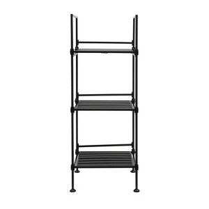 Organize It All 3 Tier Resin Ebonize Collection Square Shelf: Black Metal Frame, Decorative Wall Organizer, 34" Height - 1 of 4