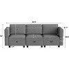 Grey Convertible Sectional Sofa with Reversible Chaise & Storage Ottoman. U-shaped 3-seat modular couch. - 2 of 4