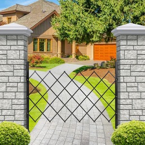 61” H x 71” W Single Folding Security Gate – Steel Expandable Accordion Door, Scissor Gate with Padlock for Entryways & Commercial Use – Black - 1 of 4