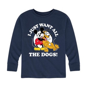 Boys' - Disney - Mickey Pluto Just Want All Dogs Long Sleeve Graphic T-Shirt - 1 of 4