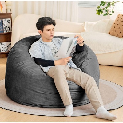 CAVINAS Velvet Bean Bag Chair,Giant Lazy Floor Sofa Chair with High Rebound Memory Foam,Cozy Lounge Chair for Living Room