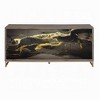 Royal Hampton Sideboard Console Cabinet, Black Marble Look, Brown Wood 65 Inch - 2 of 4