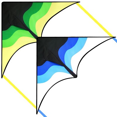 Joyfy 2 Pack Large Gradient Delta Kite - Easy to Fly Giant Beach Kites with 328ft String for Kids and Adults, Ideal for Beach Activities & Outdoor Fun