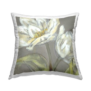 Stupell Industries Tulip Flower Petals Green Grey Painting Printed Pillow, 18 x 18 - 1 of 3