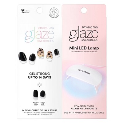 Dashing Diva Glaze Art Studio Mani Bundle - Cheetah Drip and Mini LED Lamp - 33ct