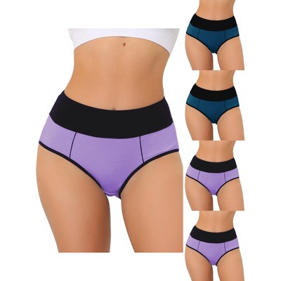 Allegra K Women's Plus Size High Waist Tummy Control Color-Block 5 Packs Available Briefs