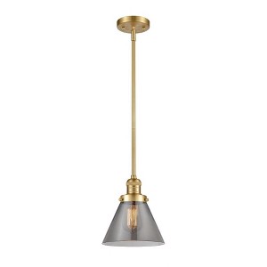 Cone - 1 Light Stem Hung Mini Pendant In Industrial Style-10 Inches Tall and 8 Inches Wide - 1 of 1