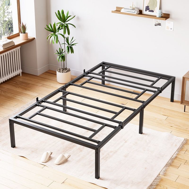 Whizmax 14 Inch Twin Bed Frame with Steel Slats Support, Metal Platform Bed Frame with Storage, Mattress Foundation and No Box Spring Needed, Black, 1 of 10