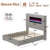 AMERLIFE Modern Platform Bed Frame with Fireplace, Wingback Design, Headboard, No Box Spring Needed - 3 of 4