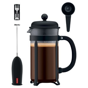 Bodum Java Coffee Press 4pc Set - Black: French Press Coffee Maker with Battery-Powered Frother & Scoop, 8 Cup Capacity - 1 of 4