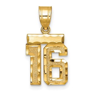 Black Bow Jewelry 14k Yellow Gold, Varsity Collection, Small D/C Pendant Number 16 - 1 of 4