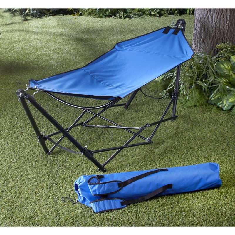 The Lakeside Collection Portable Folding Blue Hammock for Travel and Outdoor Camping, 3 of 9