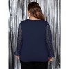 Women's Sequin Tops Sparkle Wrinkle Long Sleeve Chiffon Blouses Shimmer Glitter Sweatshirt Party Crewneck Plus Size Loose Fit Shirts - 3 of 4