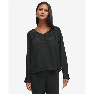 Calvin Klein Womens Textured Pullover Blouse