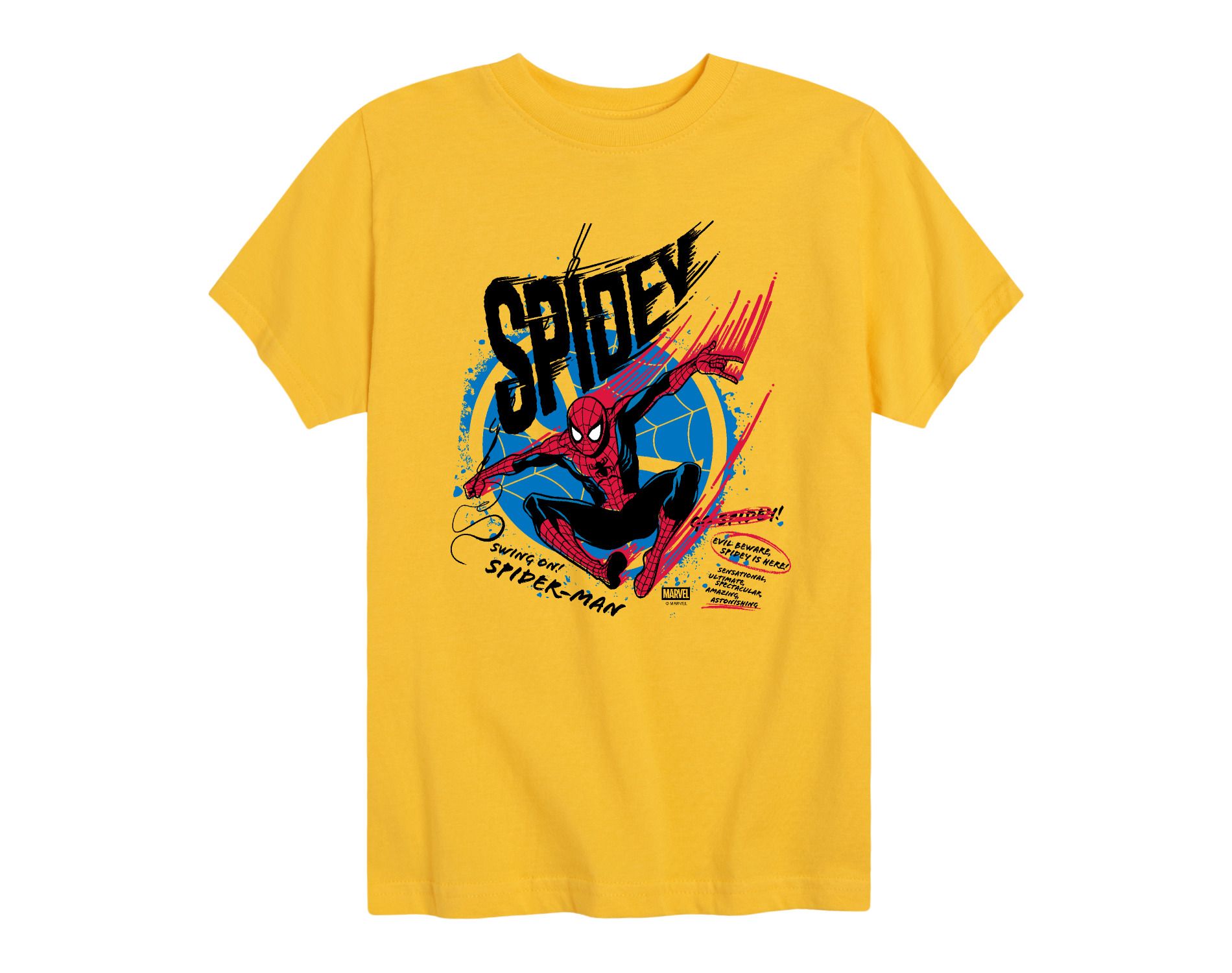 Boys' Marvel Spider-Man Speed Short Sleeve Graphic T-Shirt - Yellow - X-Large
