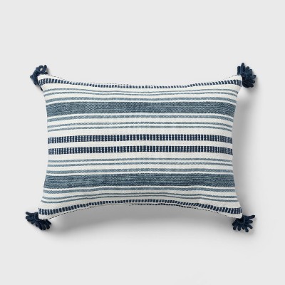 Oblong Stripe Decorative Throw Pillow Cream/Navy - Threshold™