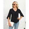 Womens Dressy Casual Blouses 3/4 Sleeve V Neck Ruffle Tops Trendy Work Shirts Business Ladies Summer 2025 - 2 of 4