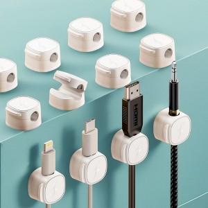 SEVOBAL Cable Management 12-Pack Universal Cable Organizer Clips, 360 Degree Rotating Cord Organizers for Desk, Wall, Car, White, 0.78"*0.78"*0.44" - 1 of 4
