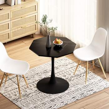 Haven Small Round Dining Table,31.5'' With Metal Pedestal Dining Table Base-Maison Boucle