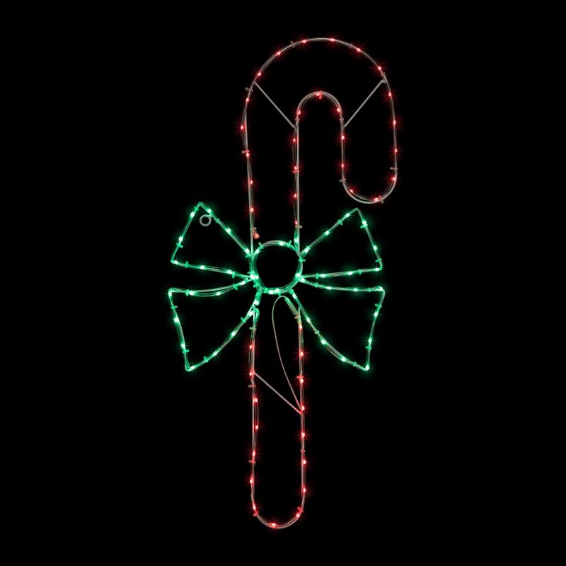 Northlight 28" Green and White LED Lighted Candy Cane with Bow Christmas Window Silhouette, 2 of 7
