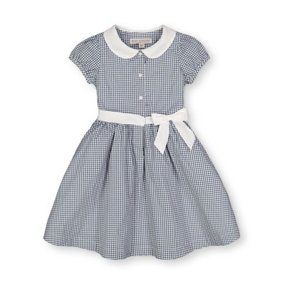 Hope & Henry Girls' Fit and Flare Dress with Collar and Waist Sash, Toddler