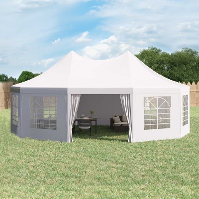 White Decagonal Outdoor Event Tent with Cathedral Windows
