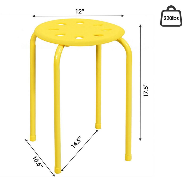 Costway Set of 6 Portable Plastic Stack Stools Backless Classroom Seating, 3 of 11