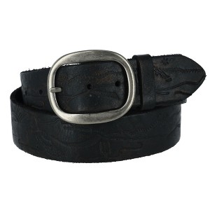 Hickory Creek Men's Raw Edge Vintage Embossed Belt, 40, Black - 1 of 4