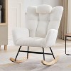 Rocking Nursery Chair, Upholstered Glider Rocker for Mom Nursery, Recliner Armchair with High Backrest & Wood Base and Side Pocket - 2 of 4