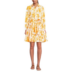 Lands' End Women's Poplin Button Front Dress with Godets - 1 of 4